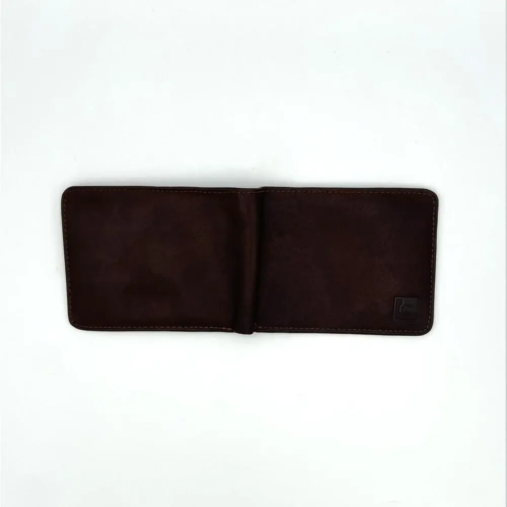 Vintage Liz Claiborne Mens Leather Wallet Dark Brown Bi Fold Like New